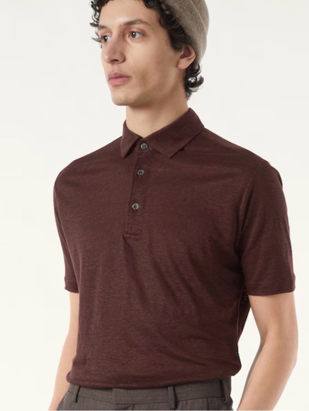 Loro Piana Men's Polo in Deep Burgundy - Picture 3 of 13